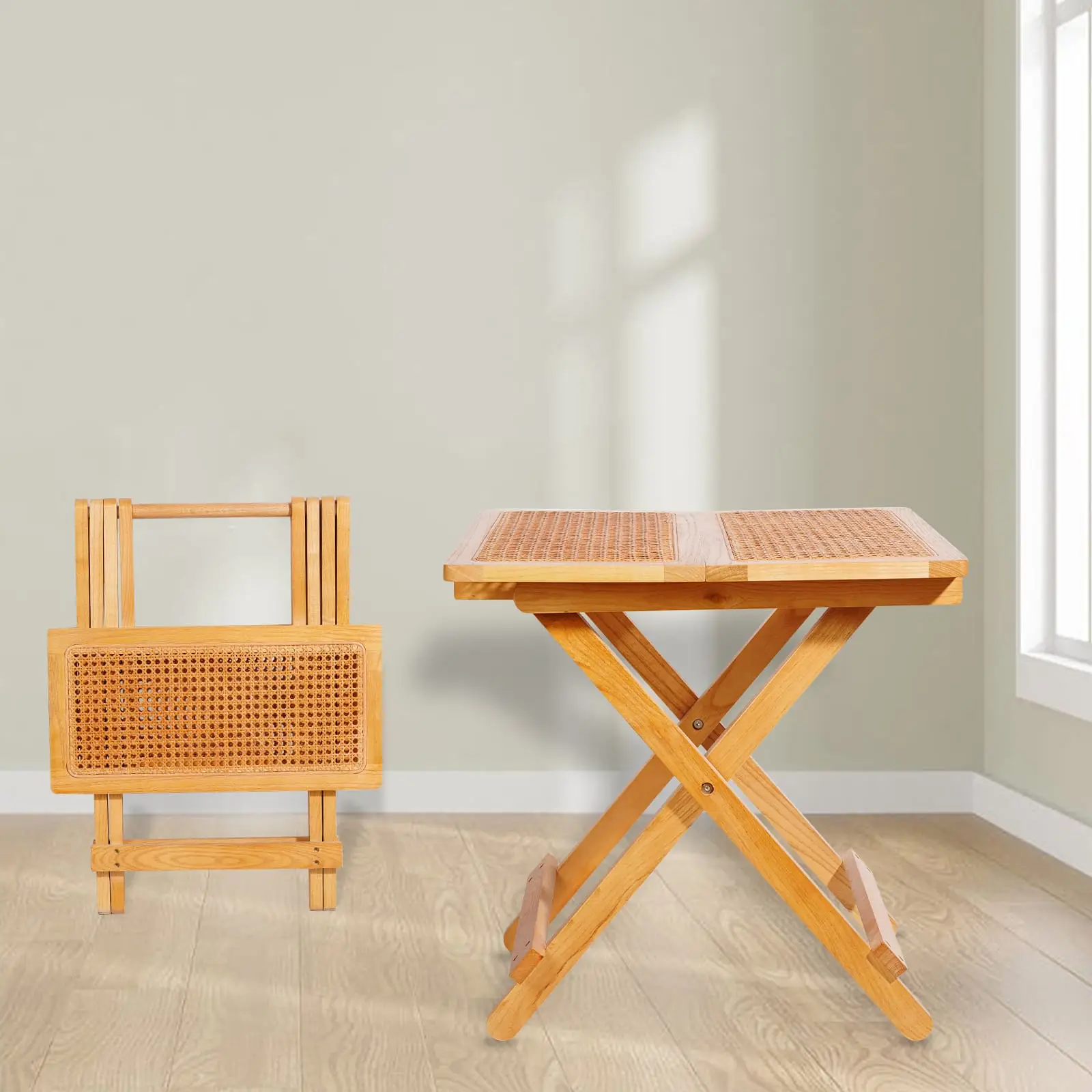 Klapptisch TB003 | Eschenholz & Wiener Geflecht