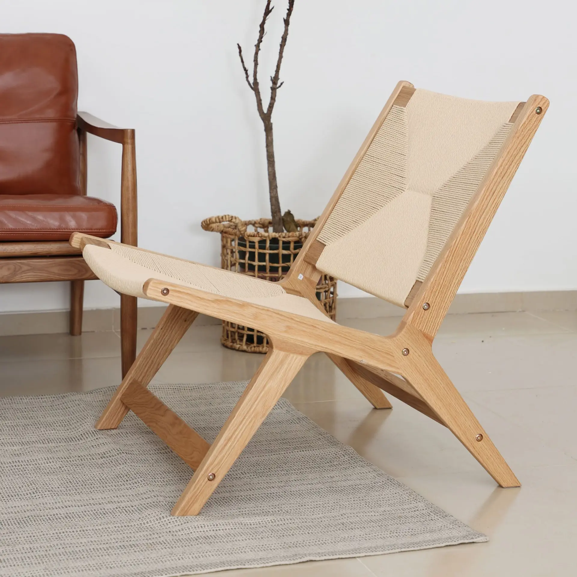 Loungesessel ZSH001 | Eichenholzgestell & Papierkordel