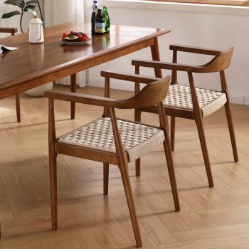 Esszimmerstuhl SW007/SW008 (Packung, 1 St), FSC®Eichenholzrahmen mit Sitzfläche aus Papierseil, einfache Montage